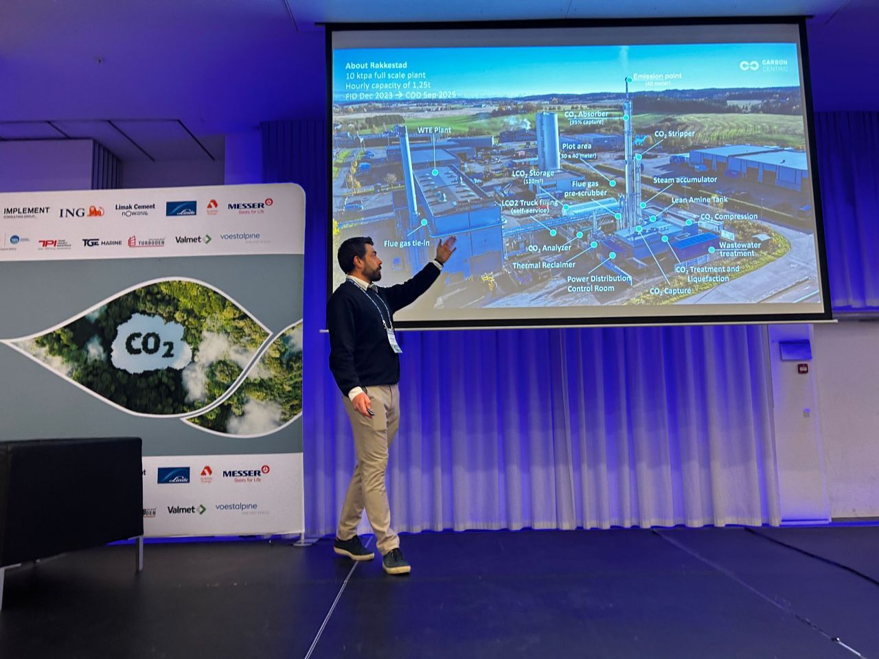 Raymond Forbord presenterer Rakkestad-anlegget på CO₂ Capture, Storage & Reuse Conference i København